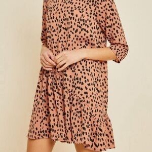 Hayden Los Angeles - Asymmetrical Dotted Swing Dress in Dusty Pink/Peach